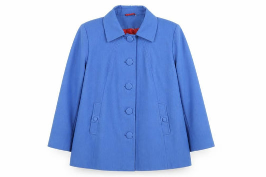 Wardrobe Women Blue Wool Blend Mid-Length Button Overcoat Size 16
