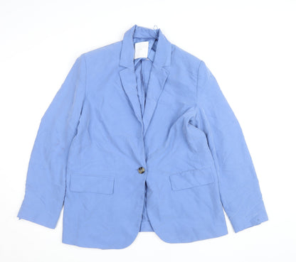 Mango Womens Blue Regular Fit Mid-Length Blazer Size 12