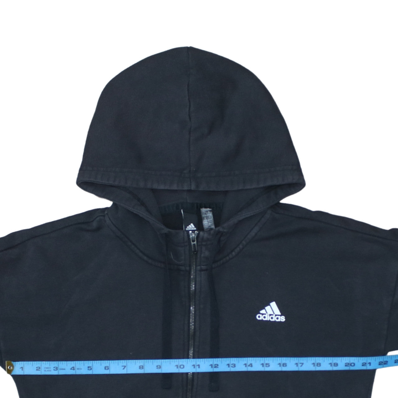 Adidas Women's Black Full Zip Hoodie Size M 12-14 with Logo Stripes