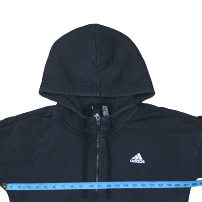 Adidas Women's Black Full Zip Hoodie Size M 12-14 with Logo Stripes