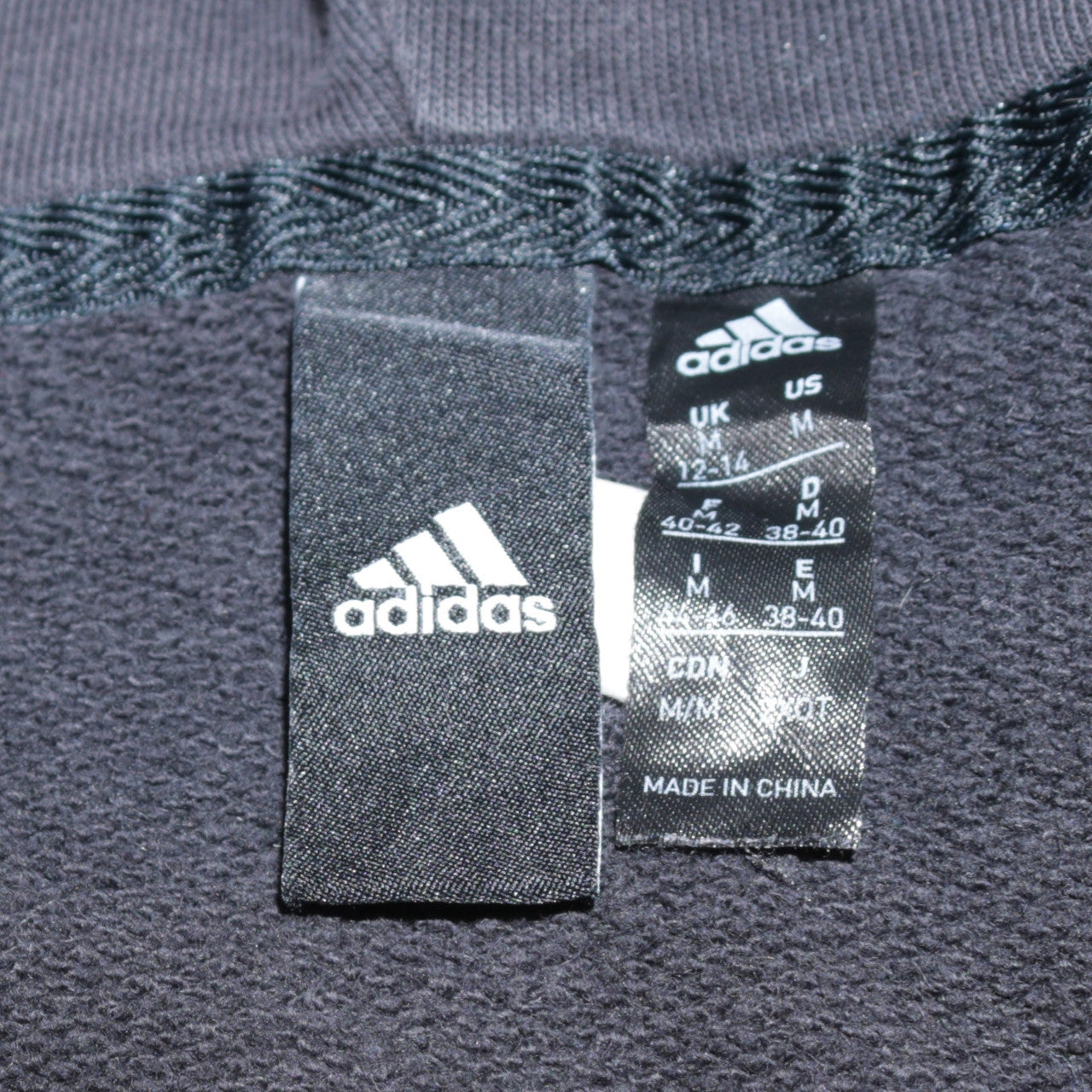 Adidas Women's Black Full Zip Hoodie Size M 12-14 with Logo Stripes