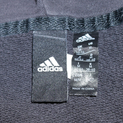 Adidas Women's Black Full Zip Hoodie Size M 12-14 with Logo Stripes