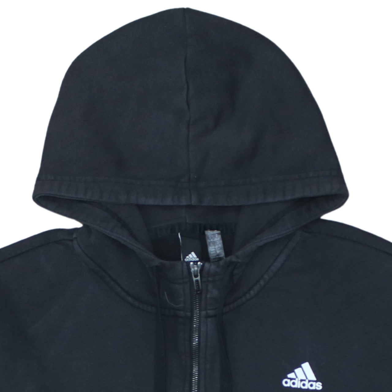 Adidas Women's Black Full Zip Hoodie Size M 12-14 with Logo Stripes