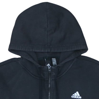 Adidas Women's Black Full Zip Hoodie Size M 12-14 with Logo Stripes