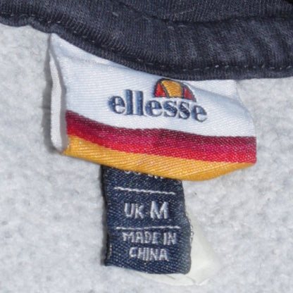 Ellesse Mens Grey Pullover Hoodie M Hooded Embroidered Sports Fleece