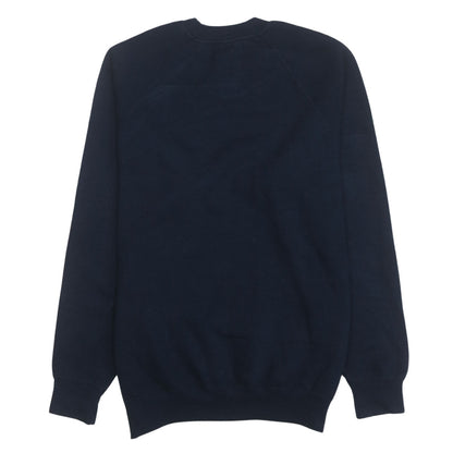 Russell Mens Blue Embroidered Logo Crew Neck Pullover Sweatshirt M