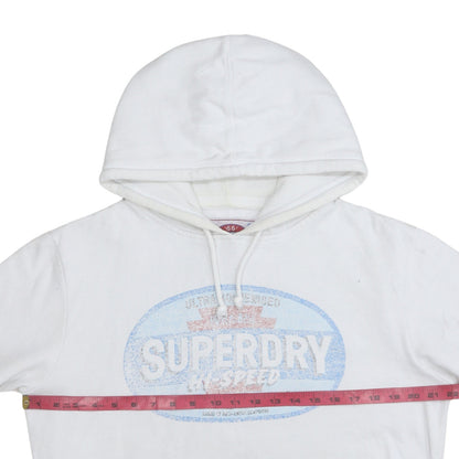 Superdry Men's White Pullover Hoodie L Retro Graphic Fleece