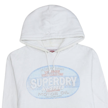 Superdry Men's White Pullover Hoodie L Retro Graphic Fleece