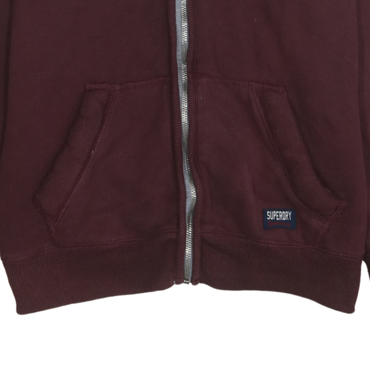 Superdry Womens Burgundy Full Zip Hoodie Size L Sherpa Lined Casual