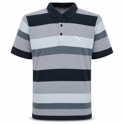 Puma Men's Grey Striped Short Sleeve Polo Shirt Size L