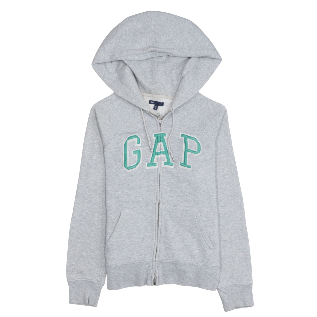 GAP Women Grey Full Zip Hoodie Small Cotton Blend Logo Casual