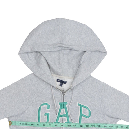 GAP Women Grey Full Zip Hoodie Small Cotton Blend Logo Casual