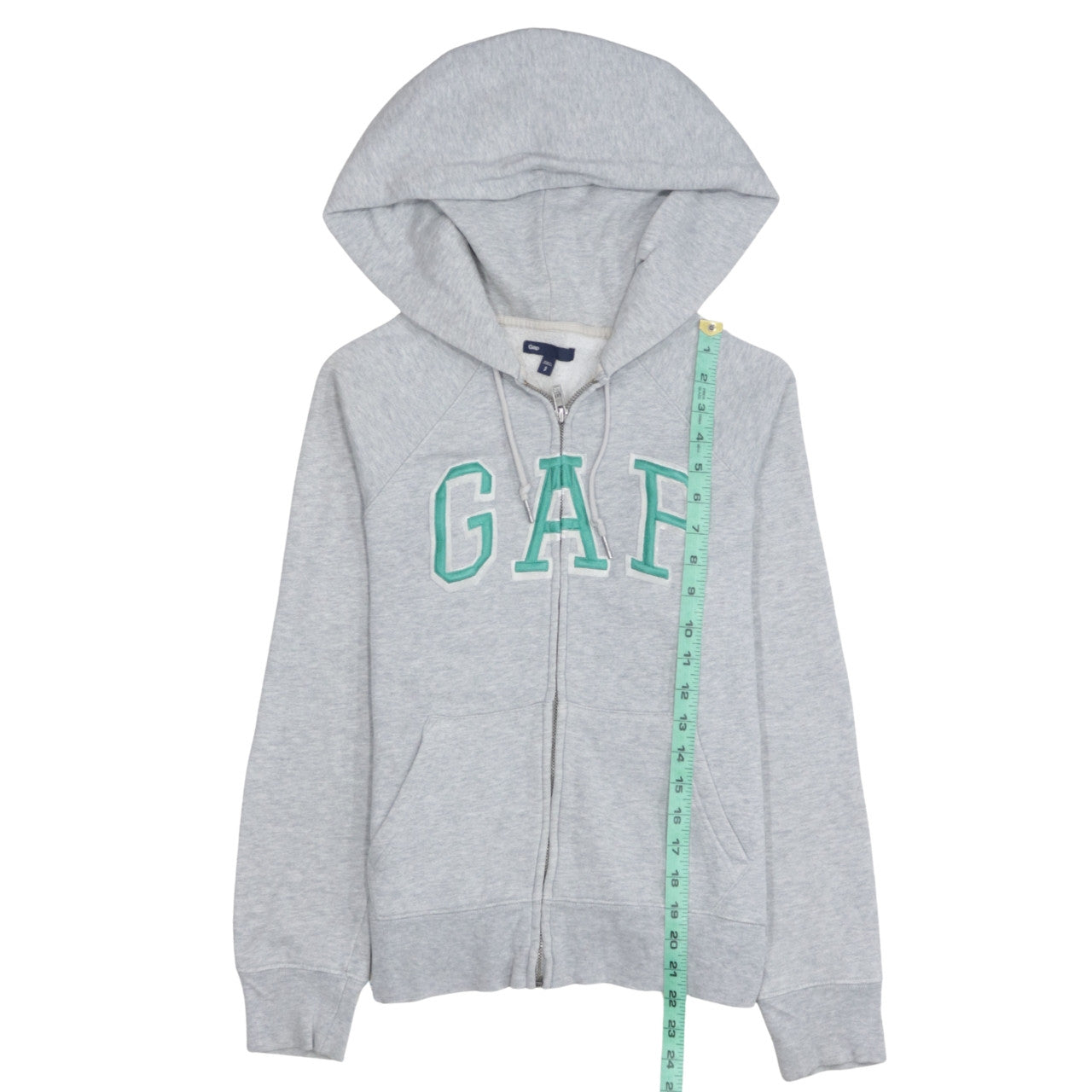 GAP Women Grey Full Zip Hoodie Small Cotton Blend Logo Casual