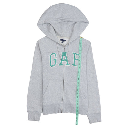 GAP Women Grey Full Zip Hoodie Small Cotton Blend Logo Casual