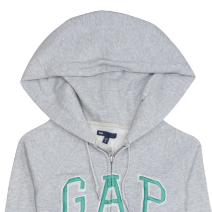 GAP Women Grey Full Zip Hoodie Small Cotton Blend Logo Casual