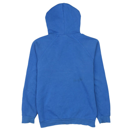 Adidas Men Blue Pullover Hoodie Small Logo Fleece Sportswear