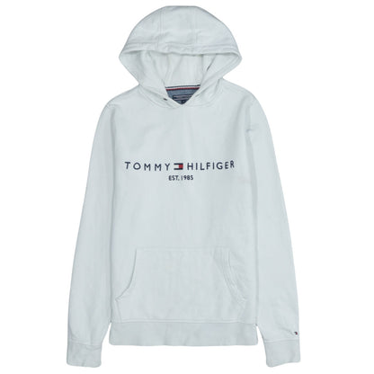 Tommy Hilfiger Men's White Pullover Hoodie M Logo Fleece Sweatshirt