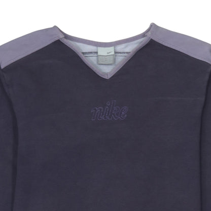 Nike Womens Purple Long Sleeve V-Neck Pullover Sweatshirt Size M