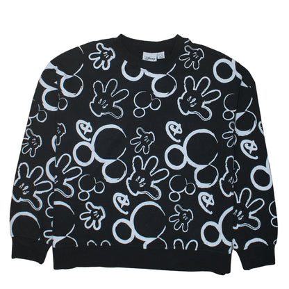 Disney Women’s Black Mickey Print Pullover Sweatshirt Size L