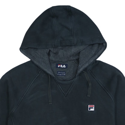Fila Men’s Black Pullover Hoodie Small Logo Sportswear Fleece