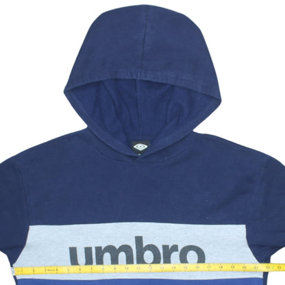 Umbro Men’s Blue Pullover Hoodie L Sports Logo Fleece Sweatshirt