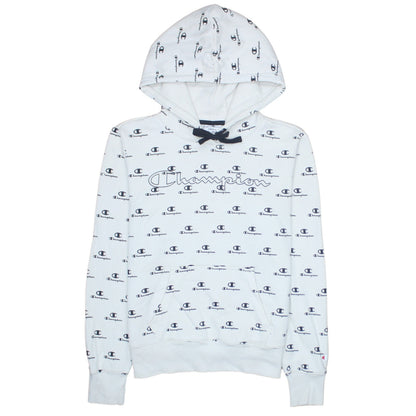 Champion Women's White Logo Print Pullover Hoodie Size S