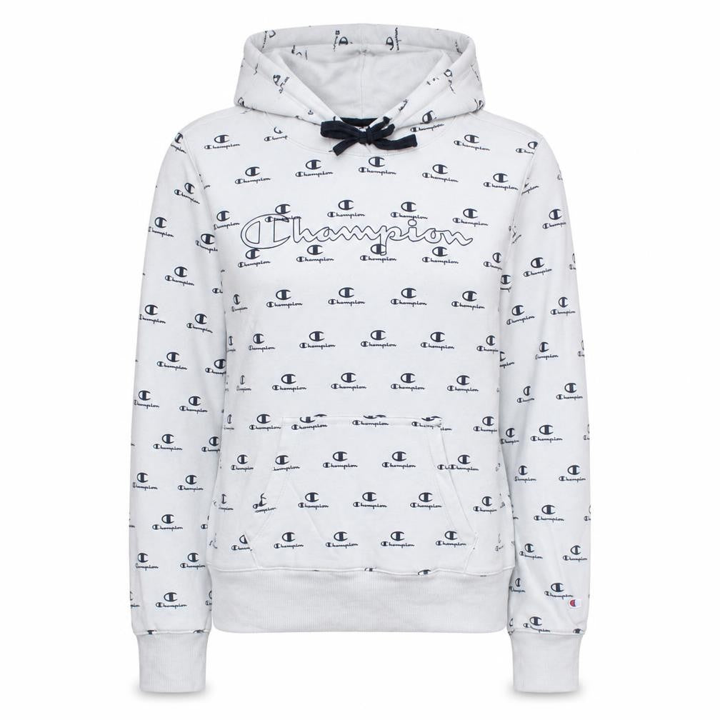 Champion Women's White Logo Print Pullover Hoodie Size S