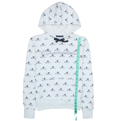 Champion Women's White Logo Print Pullover Hoodie Size S