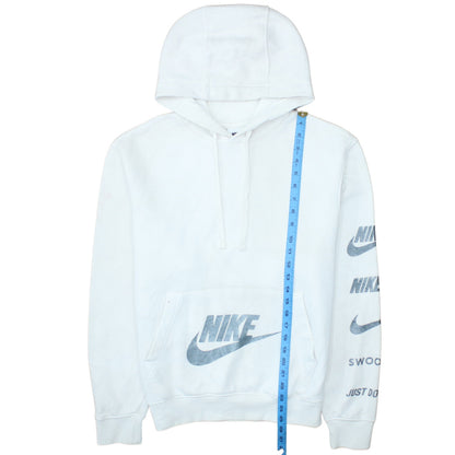 Nike Men's White Pullover Hoodie Small Logo Graphic Fleece