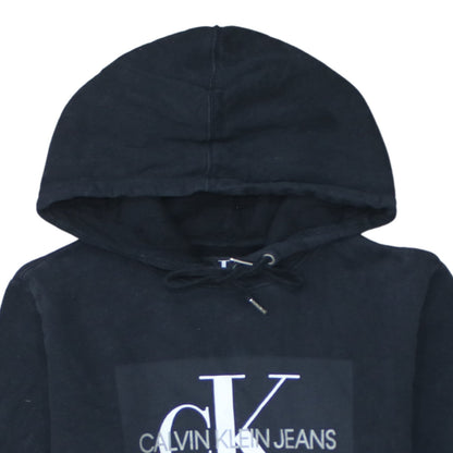 Calvin Klein Jeans Mens Black Small Pullover Logo Hoodie
