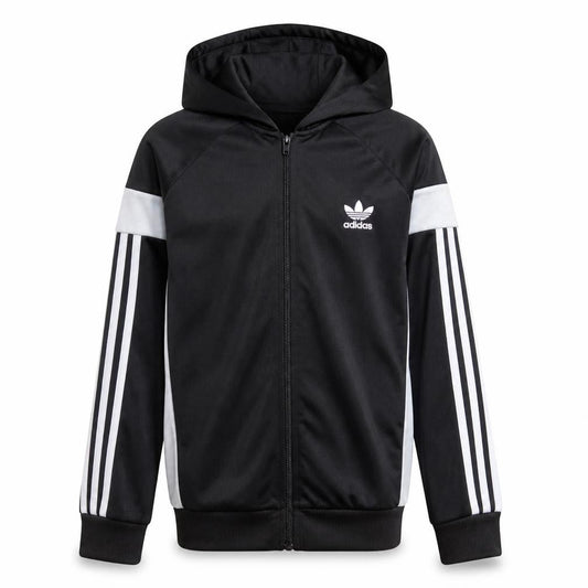 Adidas Boys Black Full Zip Hoodie 13-14 Years Classic 3-Stripes Design