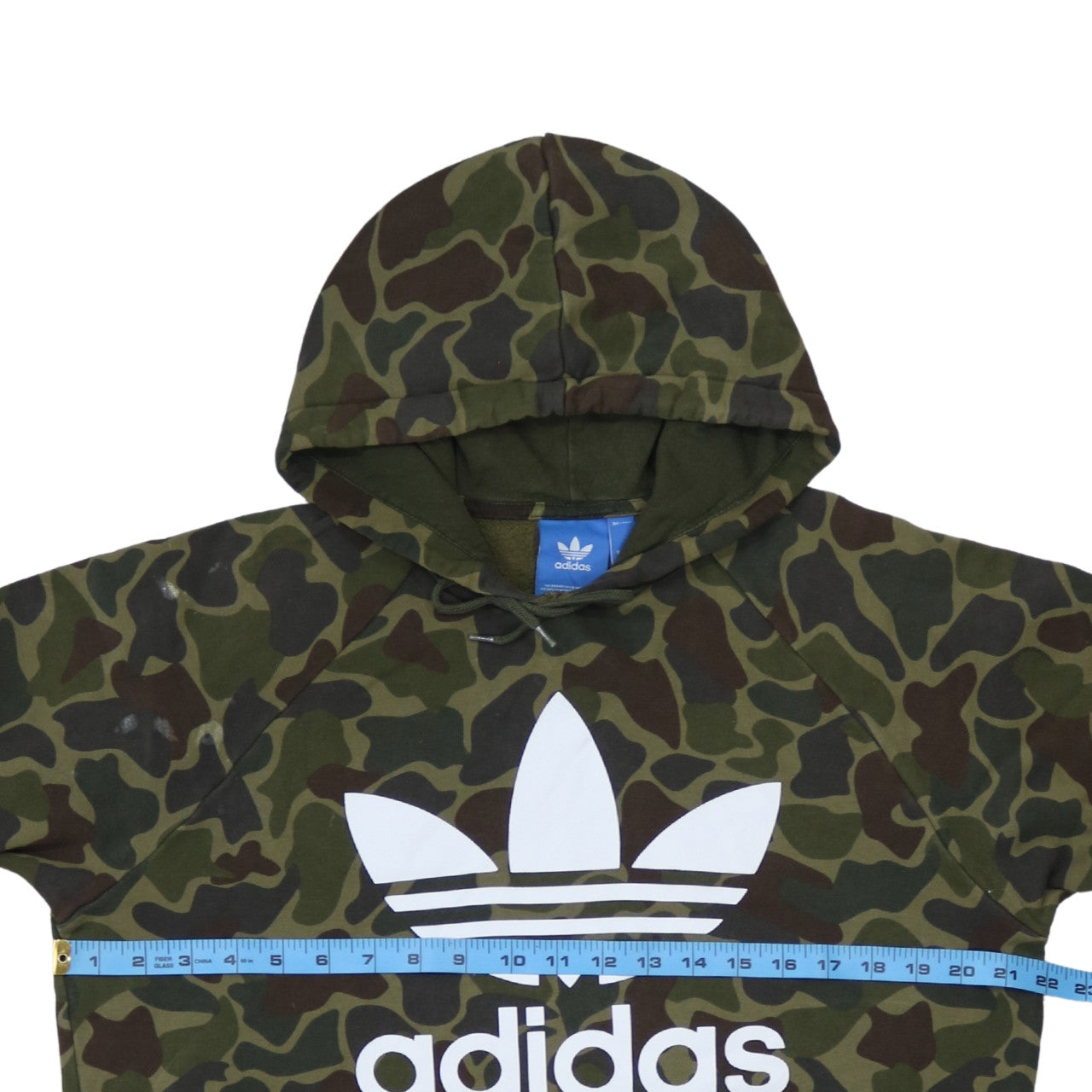 Adidas Men's Green Camouflage Pullover Hoodie Size M Fleece Sportswear