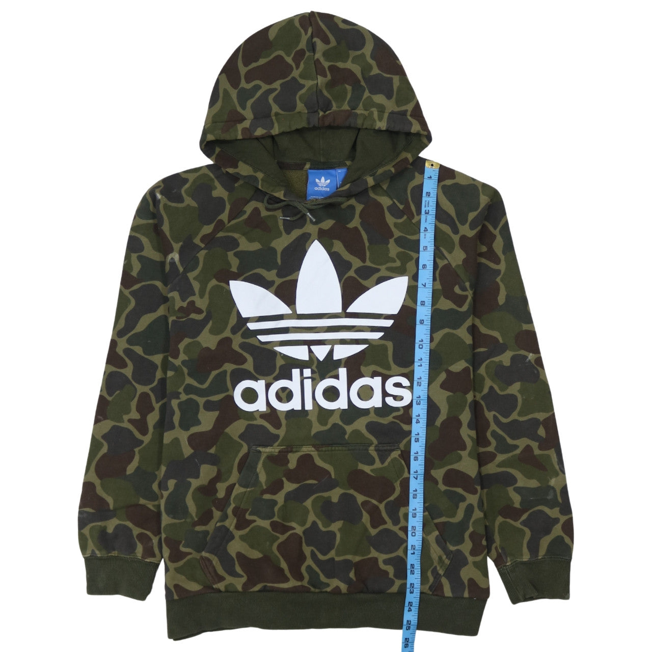 Adidas Men's Green Camouflage Pullover Hoodie Size M Fleece Sportswear