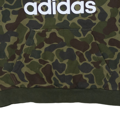 Adidas Men's Green Camouflage Pullover Hoodie Size M Fleece Sportswear