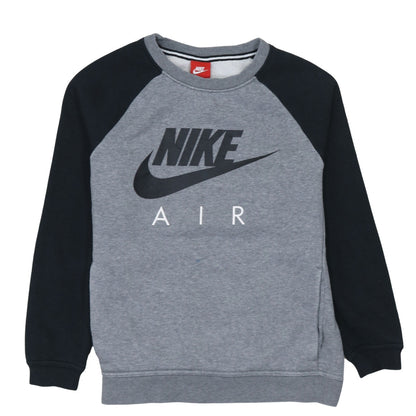 Nike Men Grey Black Air Logo Crew Neck Pullover Sweatshirt Size S