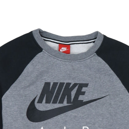 Nike Men Grey Black Air Logo Crew Neck Pullover Sweatshirt Size S