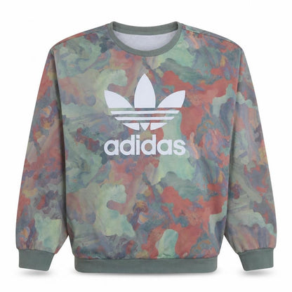 Adidas Women Multicoloured Crew Neck Pullover Sweatshirt Size 8