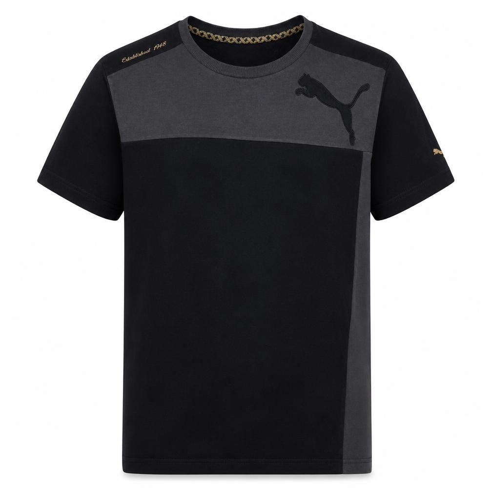 Puma Mens Black Colourblock Cotton Crew Neck T-Shirt Size L