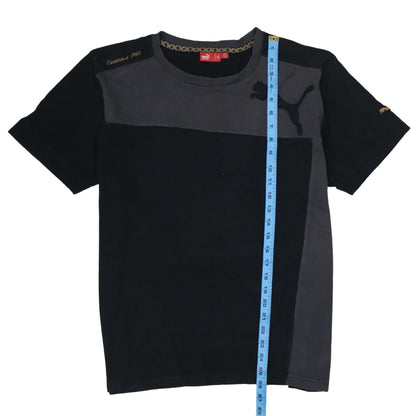 Puma Mens Black Colourblock Cotton Crew Neck T-Shirt Size L