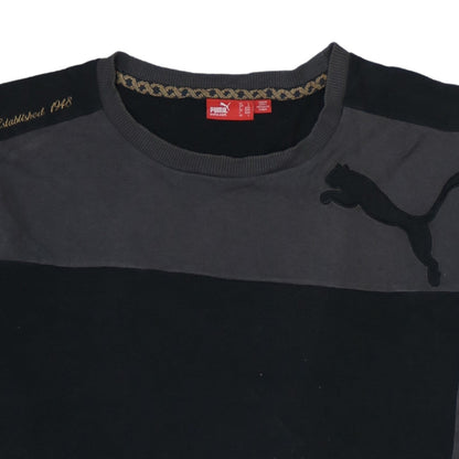 Puma Mens Black Colourblock Cotton Crew Neck T-Shirt Size L
