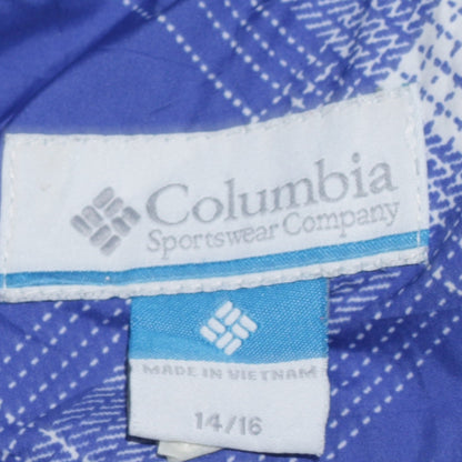 Columbia Girls Blue Check Puffer Jacket 14-16 Years Winter Mid-Length