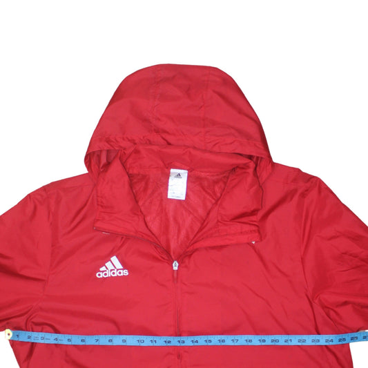 Adidas Mens Red XL Windbreaker Hooded Full Zip Jacket