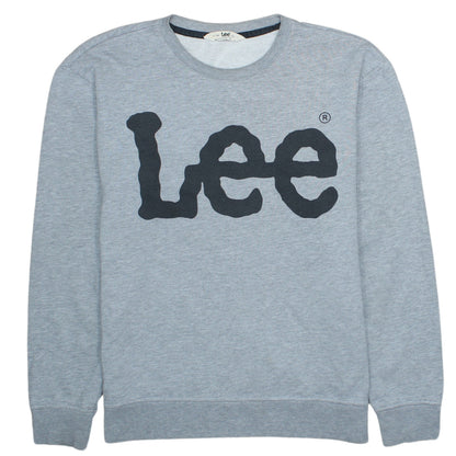 Lee Men's Grey Logo Pullover Sweatshirt Medium Crew Neck