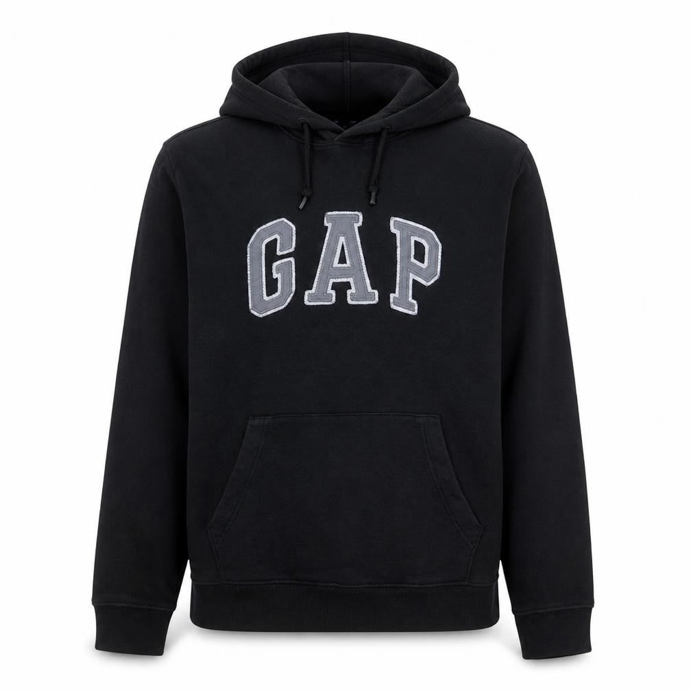 Gap Men’s Black Pullover Hoodie Medium Logo Fleece Sweatshirt