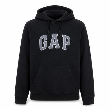 Gap Men’s Black Pullover Hoodie Medium Logo Fleece Sweatshirt