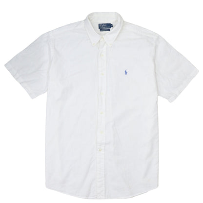 Ralph Lauren Men's White Slim Fit Button-Down Short Sleeve Shirt XL