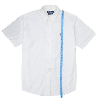 Ralph Lauren Men's White Slim Fit Button-Down Short Sleeve Shirt XL