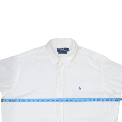 Ralph Lauren Men's White Slim Fit Button-Down Short Sleeve Shirt XL