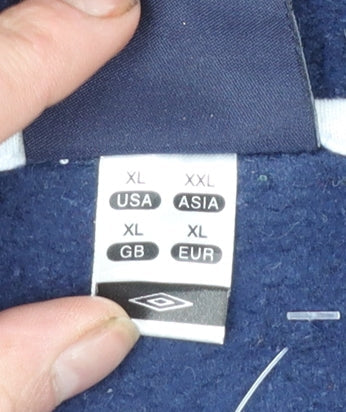 Umbro Men's Blue XL Full Zip Sports Hoodie with Logo