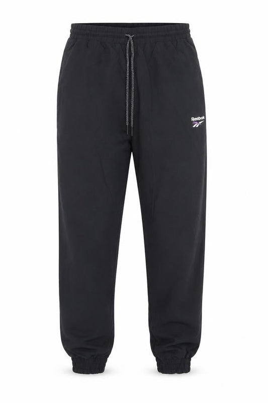 Reebok Classic Unisex Black Nylon Joggers S Elastic Waist Tapered Fit